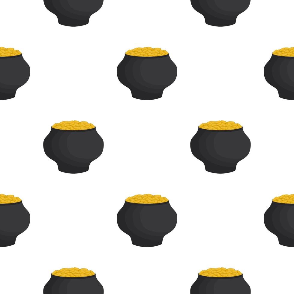 Irish holiday St Patrick day, seamless pot of coins vector