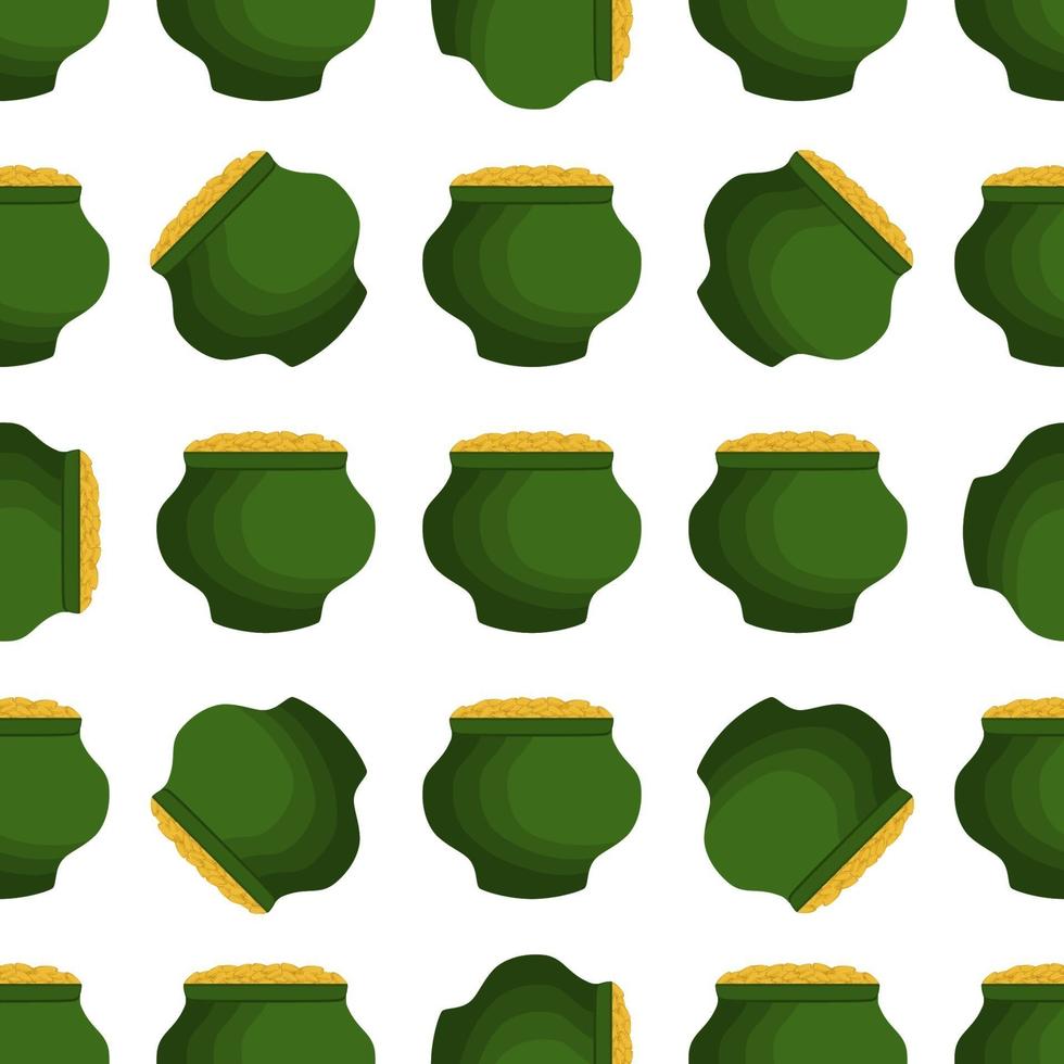 Irish holiday St Patrick day, seamless pot of coins vector