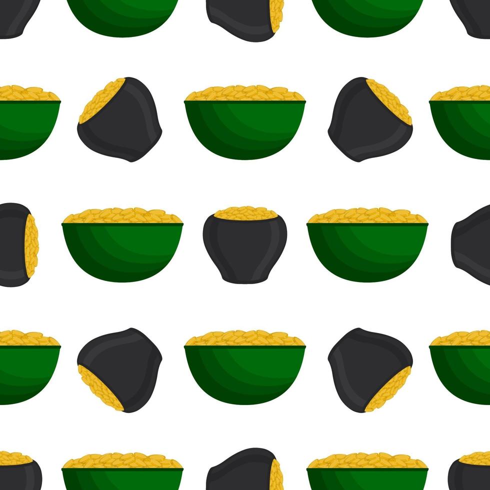 Irish holiday St Patrick day, seamless pot of coins vector