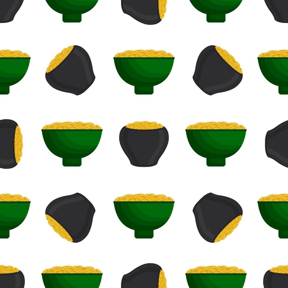 Irish holiday St Patrick day, seamless pot of coins vector