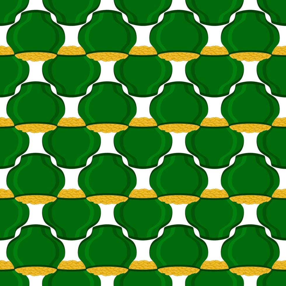 Irish holiday St Patrick day, seamless pot of coins vector