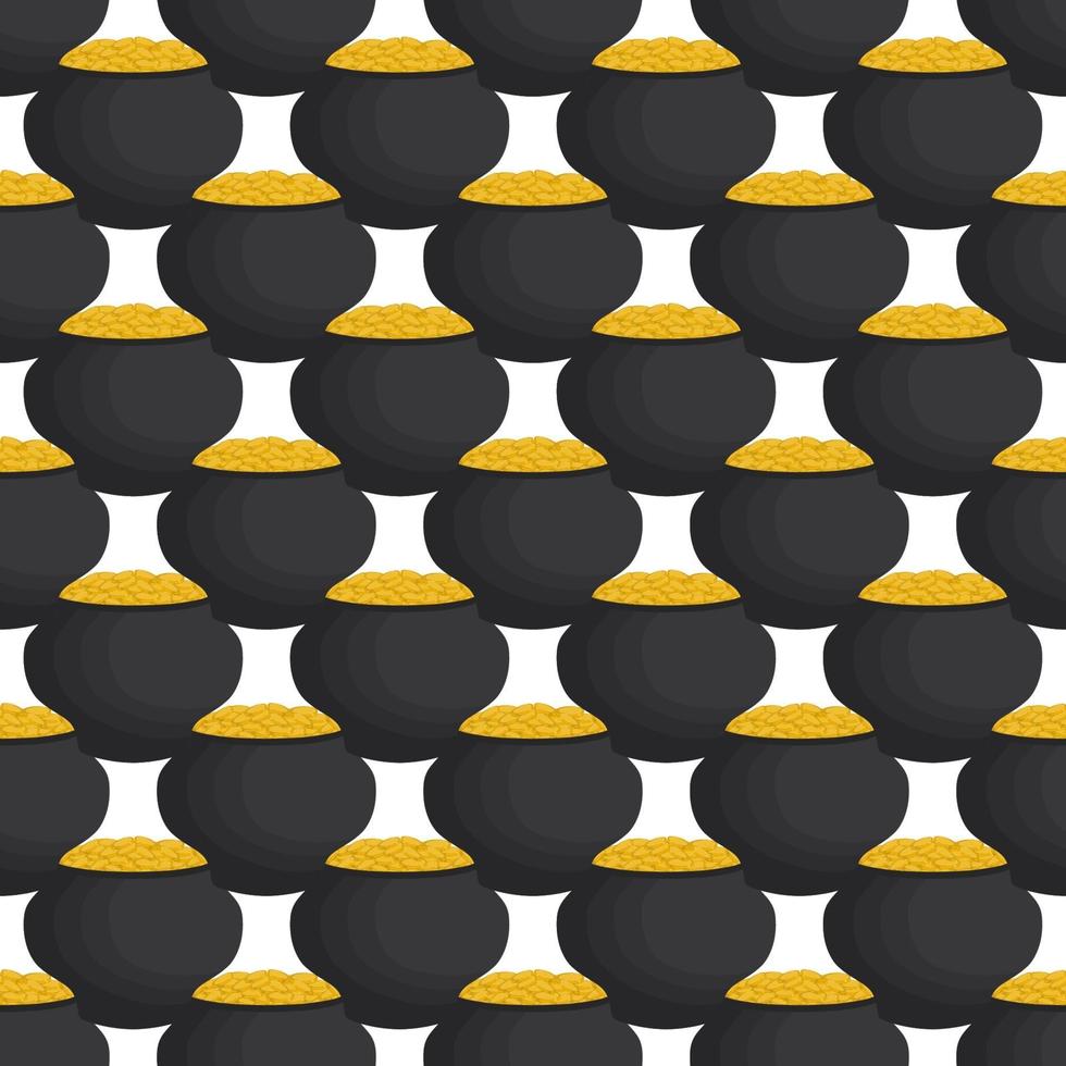 Irish holiday St Patrick day, seamless pot of coins vector