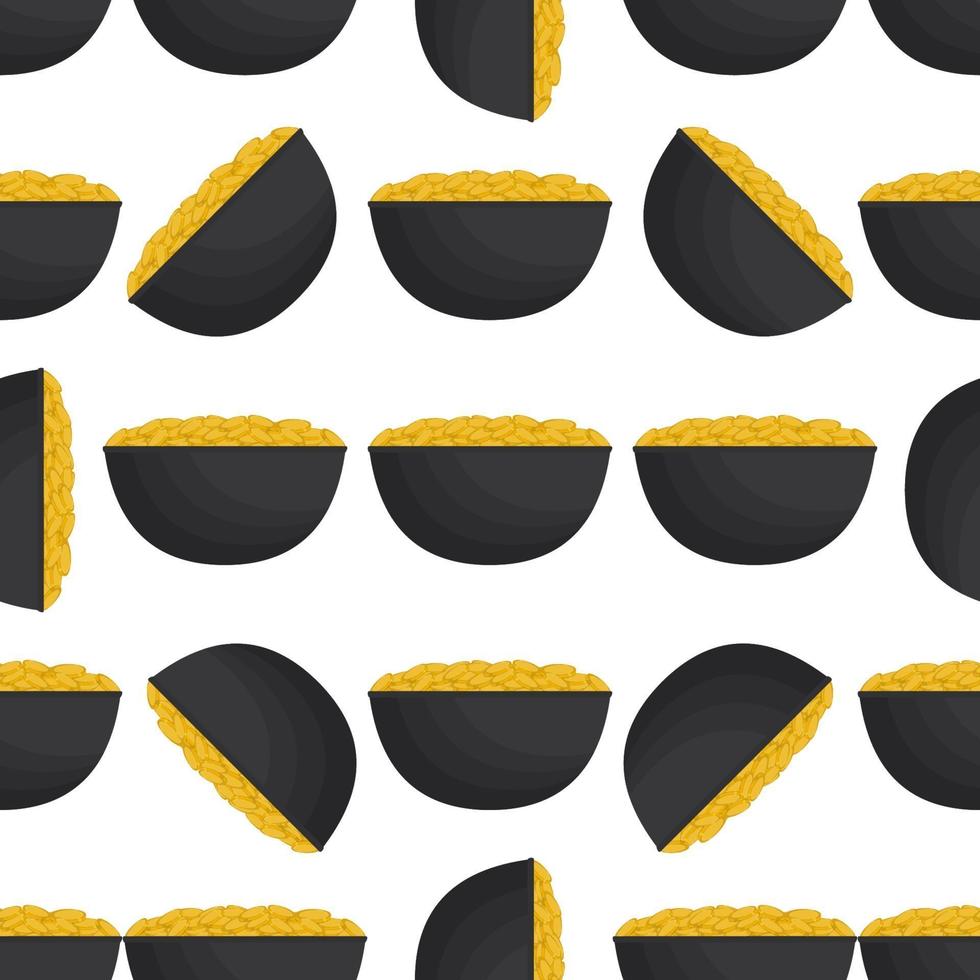 Irish holiday St Patrick day, seamless pot of coins vector