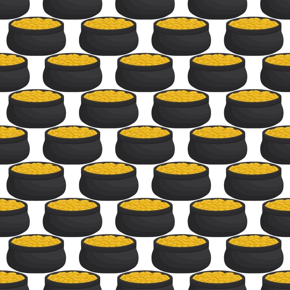 Irish holiday St Patrick day, seamless pot of coins vector