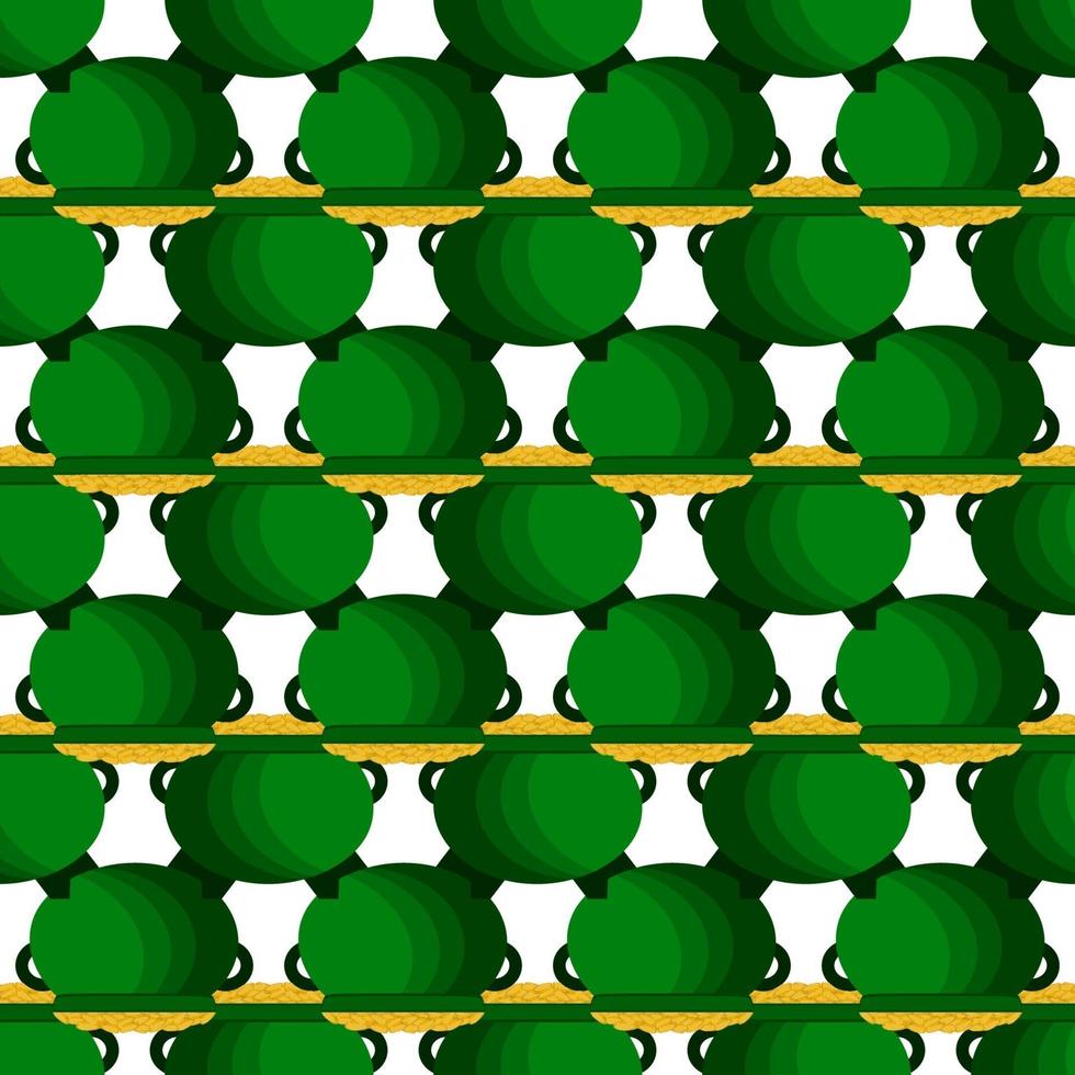 Irish holiday St Patrick day, seamless pot of coins vector