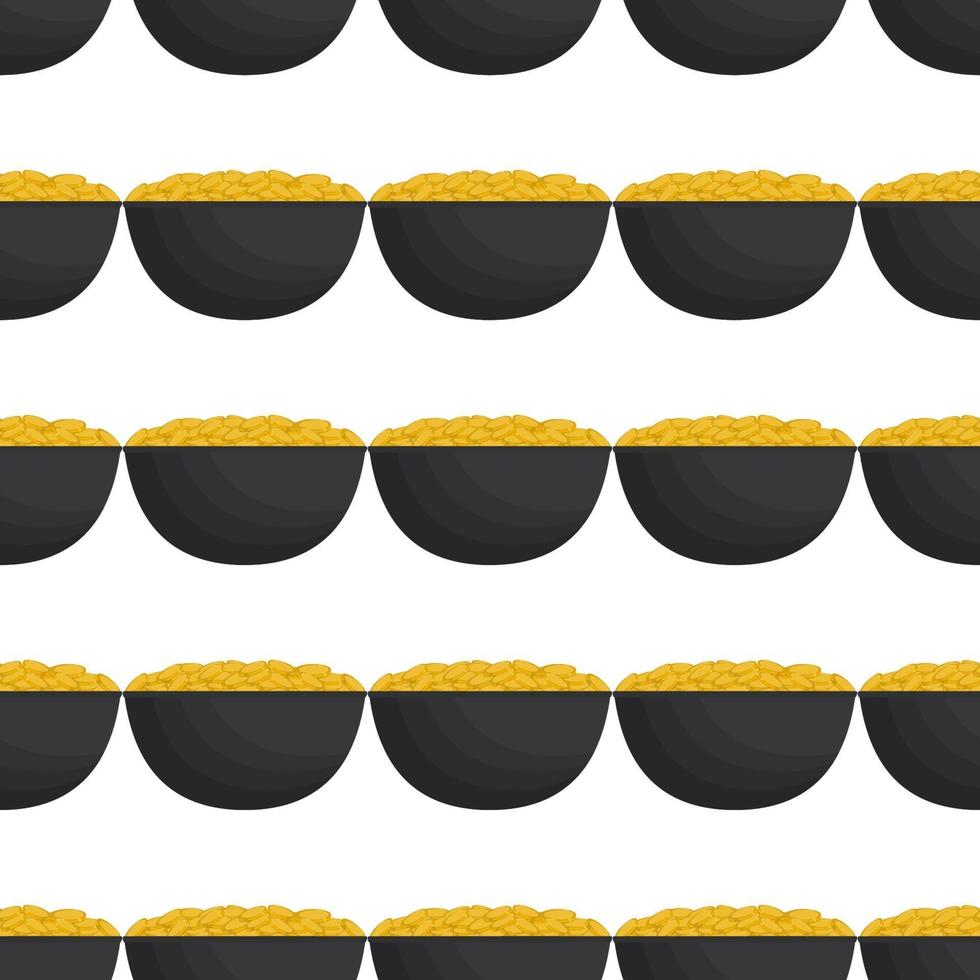 Irish holiday St Patrick day, seamless pot of coins vector