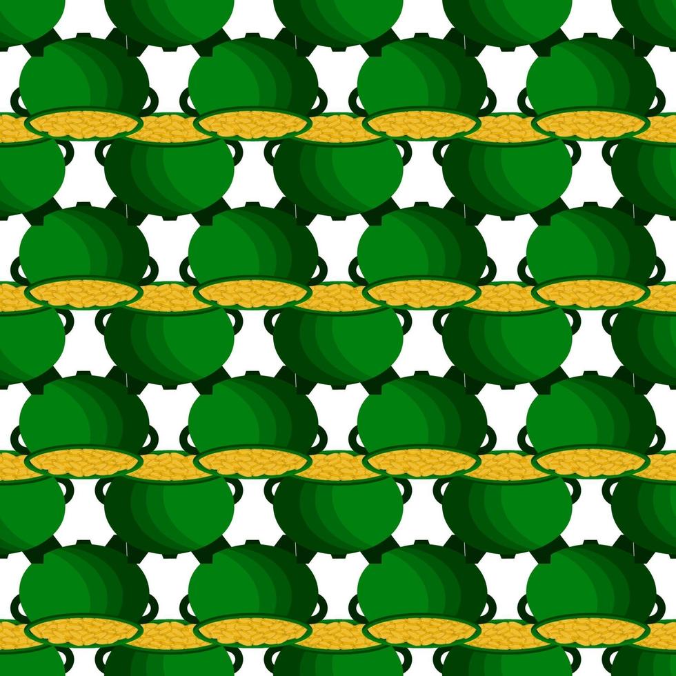Irish holiday St Patrick day, seamless pot of coins vector