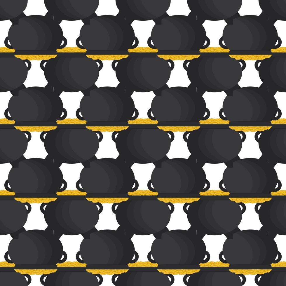 Irish holiday St Patrick day, seamless pot of coins vector