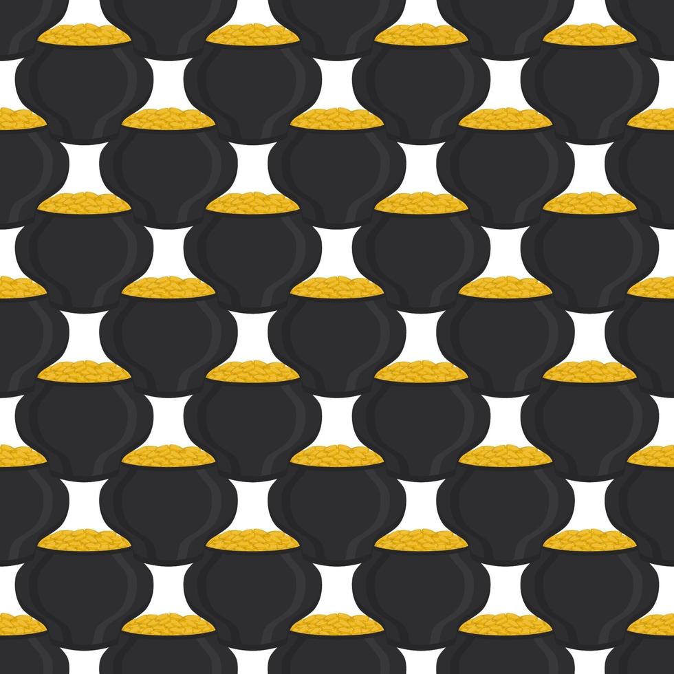 Irish holiday St Patrick day, seamless pot of coins vector