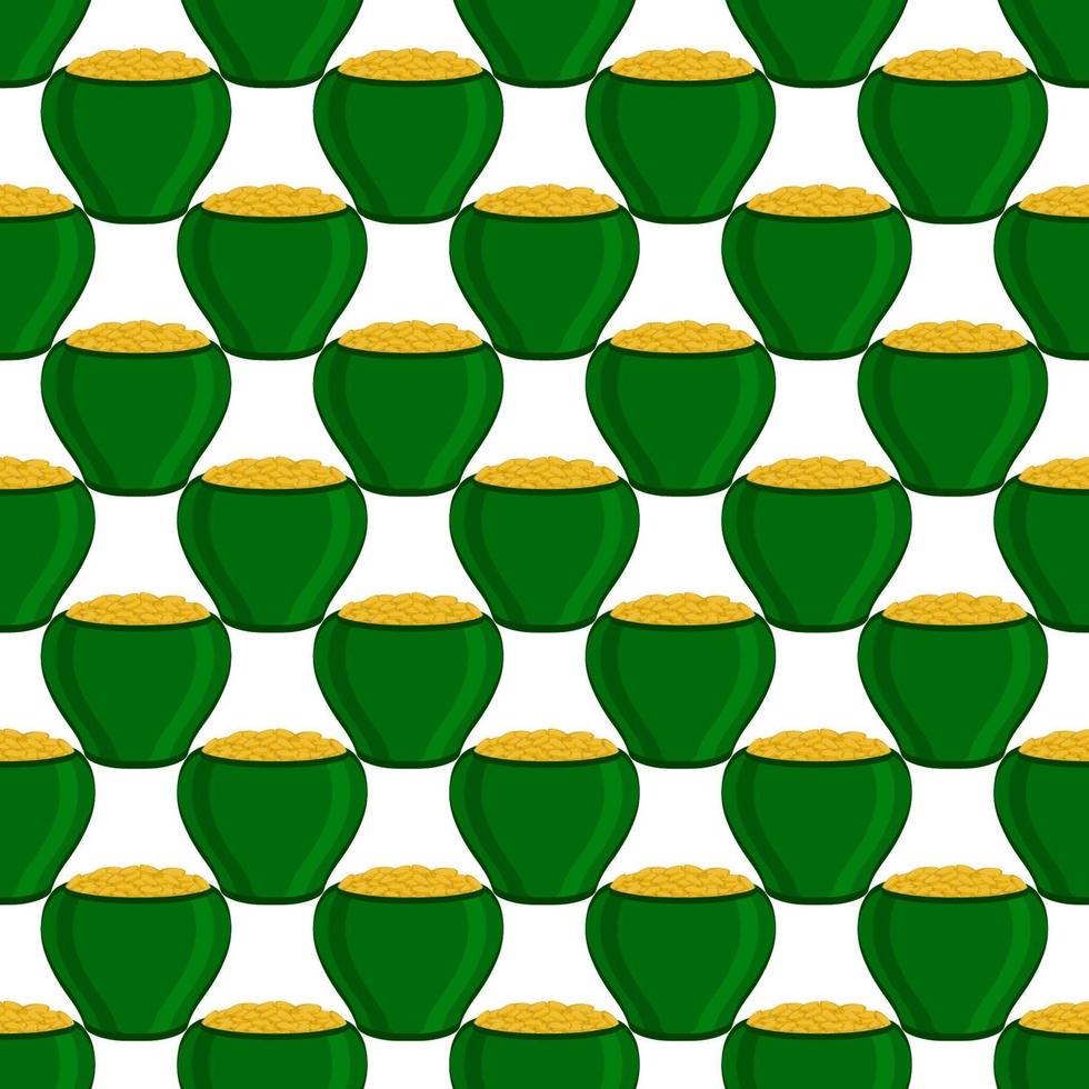 Irish holiday St Patrick day, seamless pot of coins vector