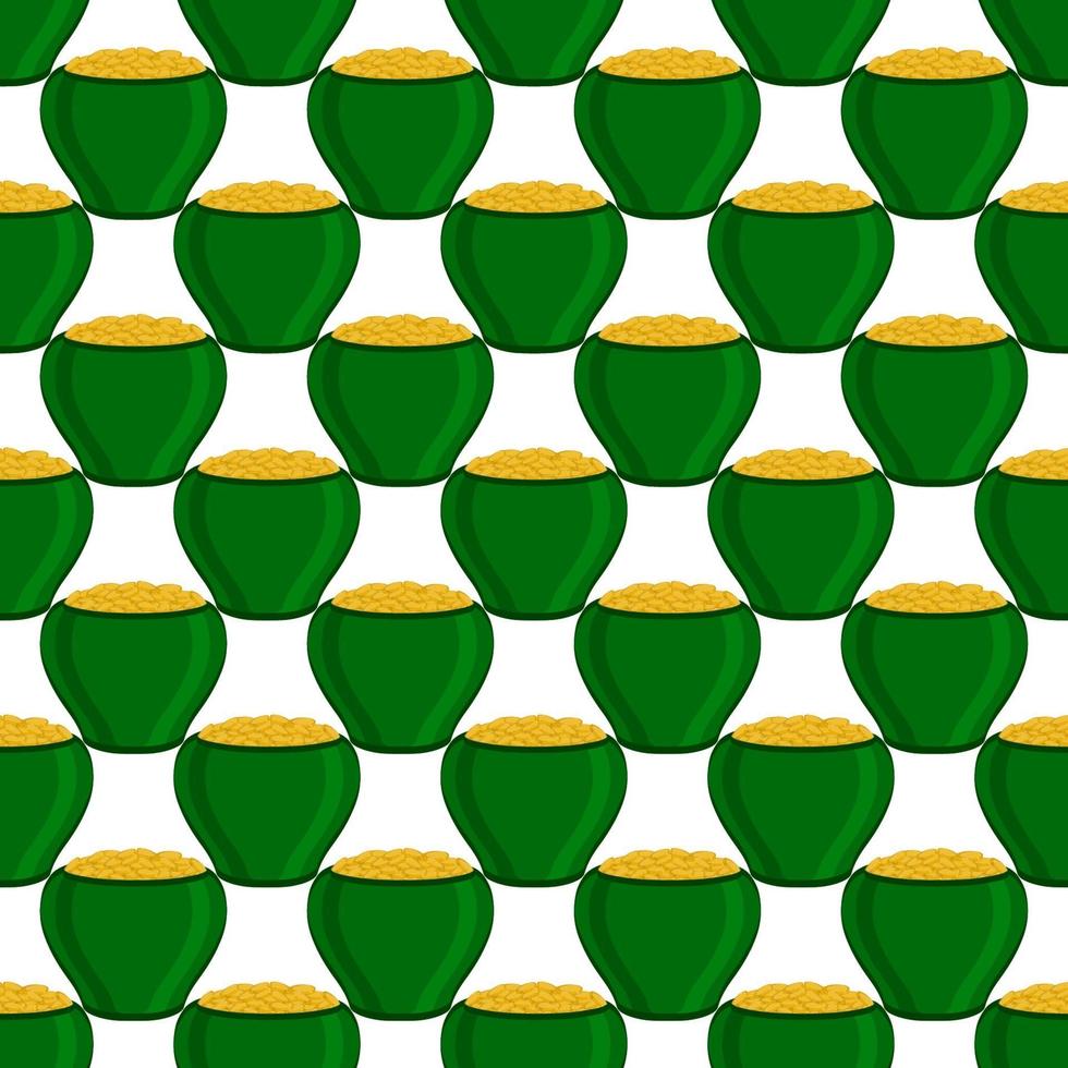 Irish holiday St Patrick day, seamless pot of coins vector