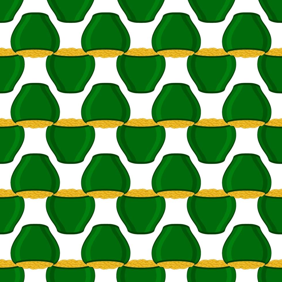 Irish holiday St Patrick day, seamless pot of coins vector