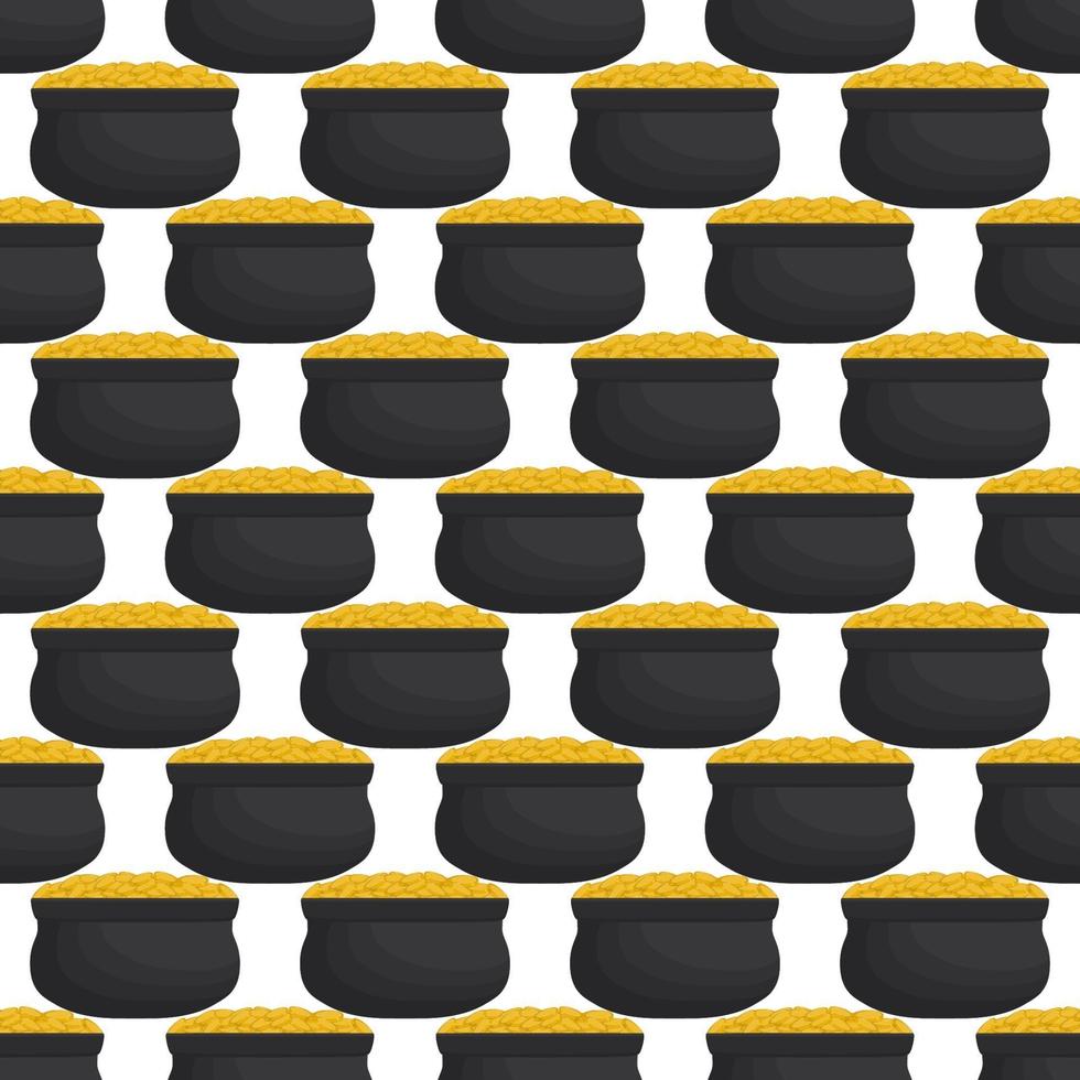 Irish holiday St Patrick day, seamless pot of coins vector