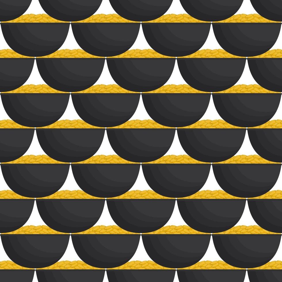Irish holiday St Patrick day, seamless pot of coins vector