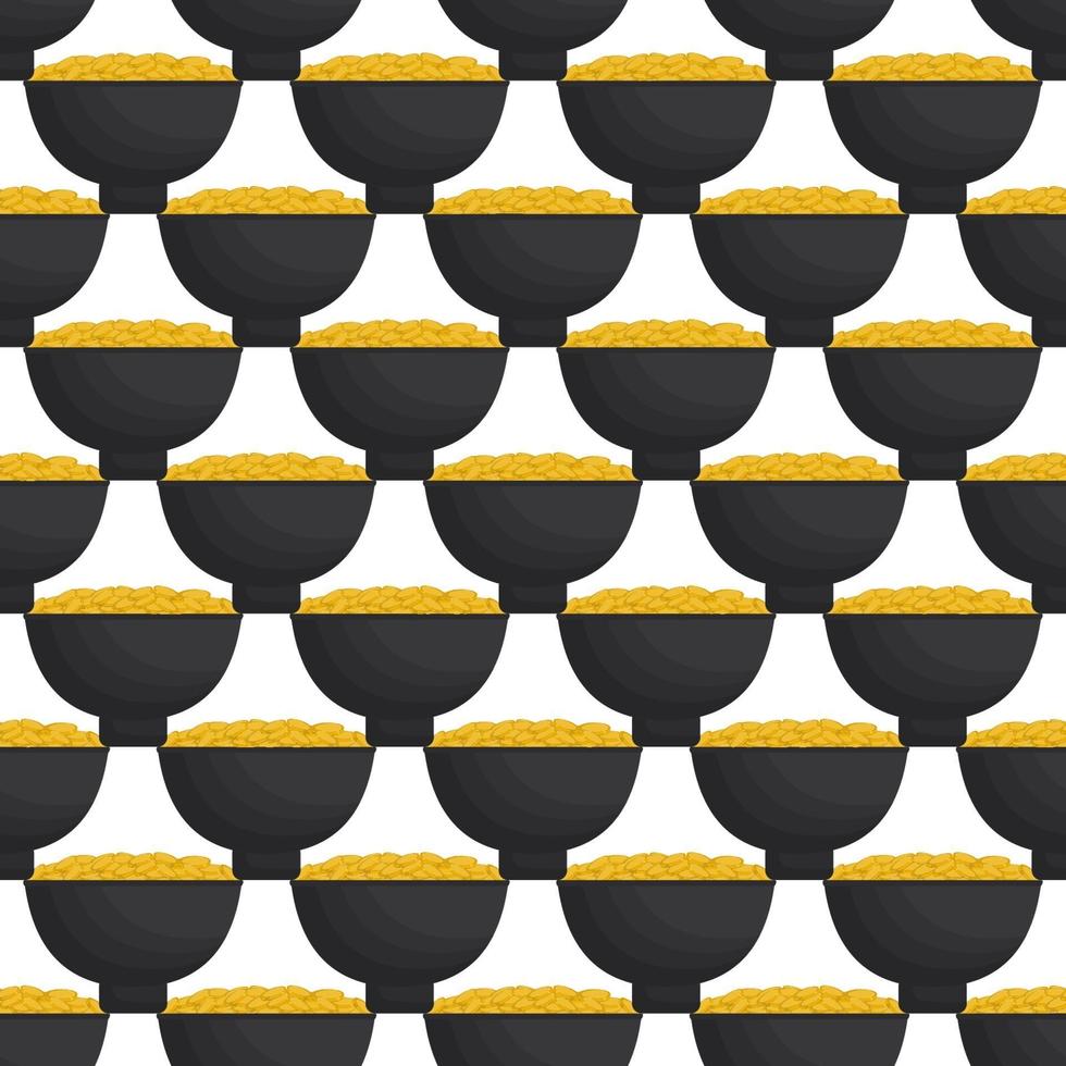 Irish holiday St Patrick day, seamless pot of coins vector