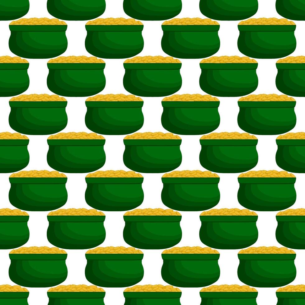 Irish holiday St Patrick day, seamless pot of coins vector