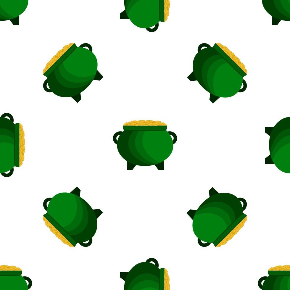 Irish holiday St Patrick day, seamless pot of coins vector
