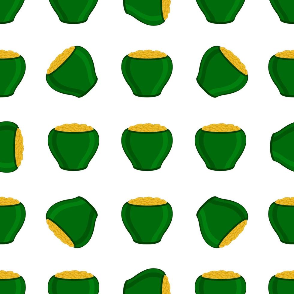 Irish holiday St Patrick day, seamless pot of coins vector