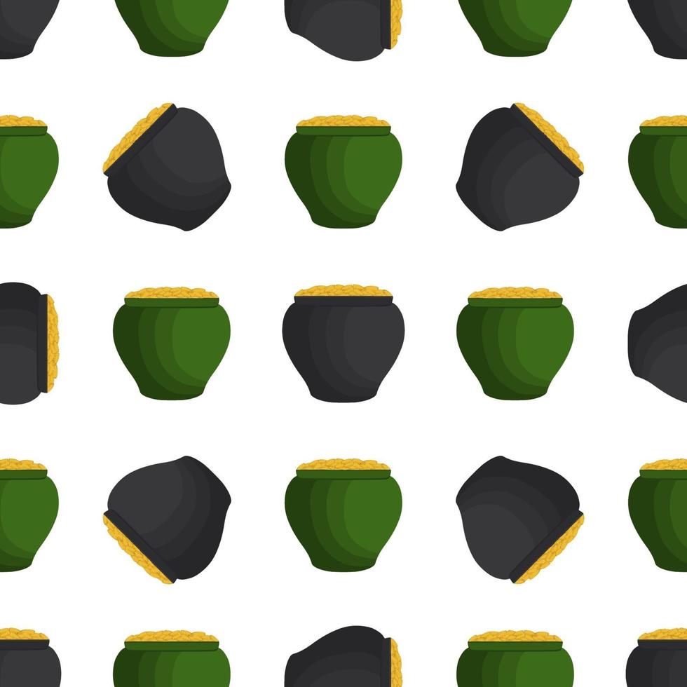 Irish holiday St Patrick day, seamless pot of coins vector