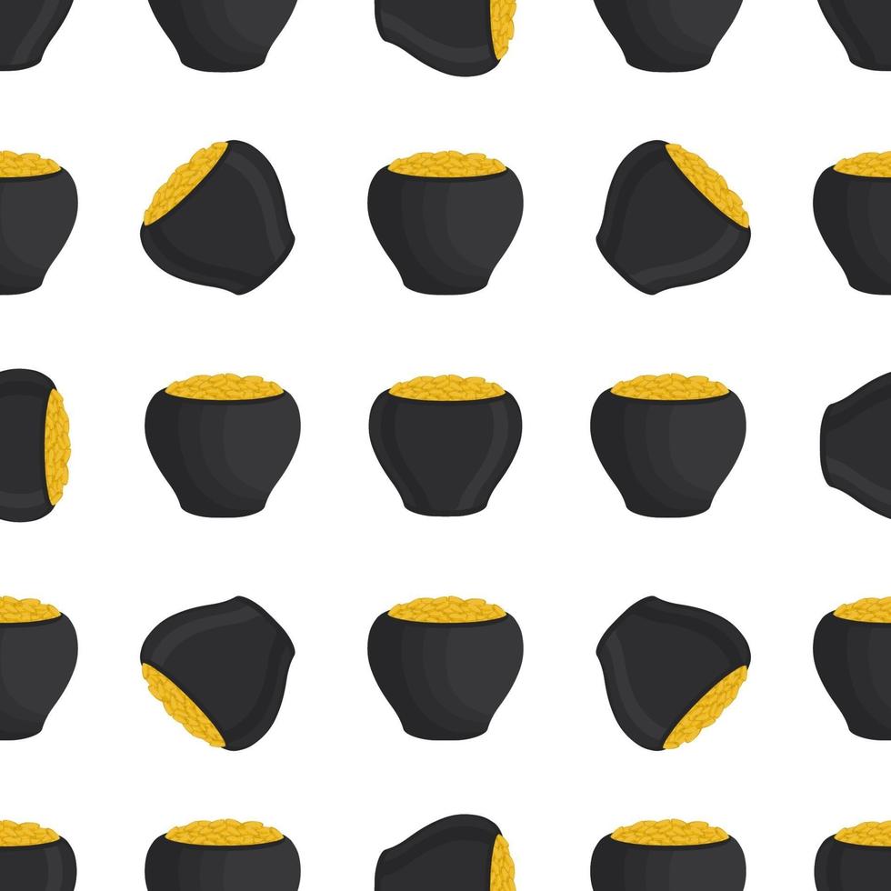 Irish holiday St Patrick day, seamless pot of coins vector