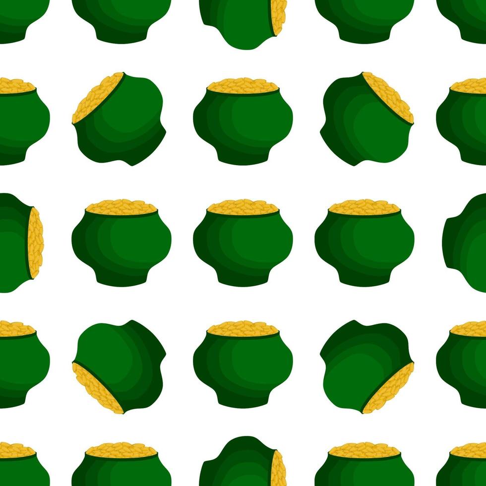 Irish holiday St Patrick day, seamless pot of coins vector