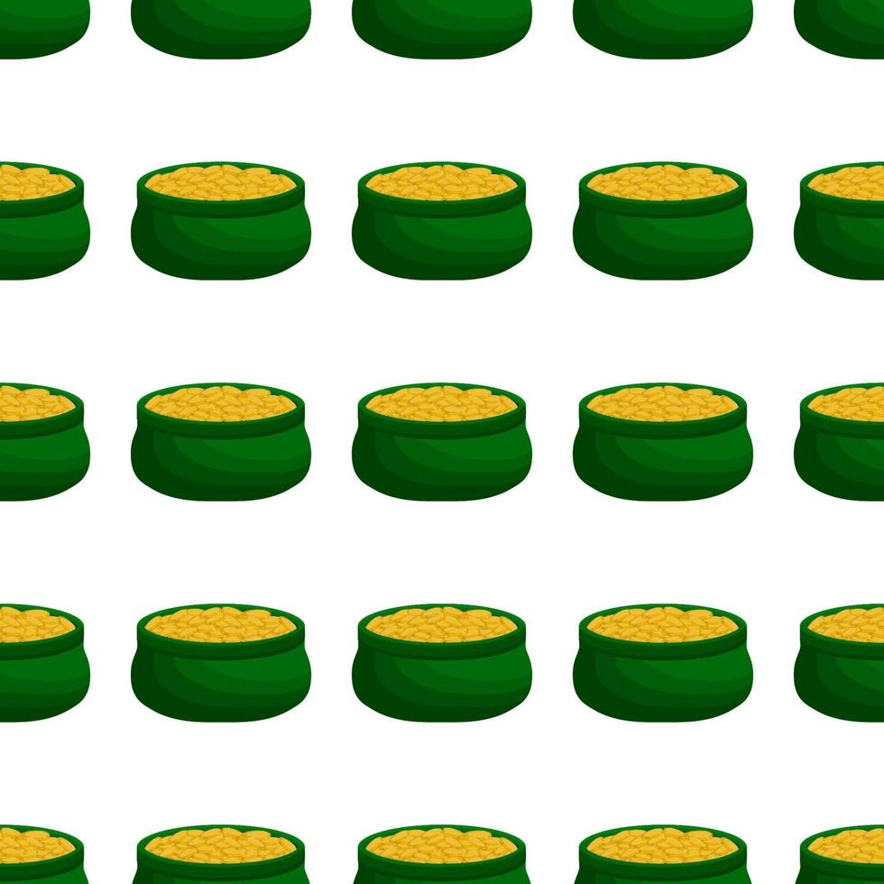 Irish holiday St Patrick day, seamless pot of coins vector