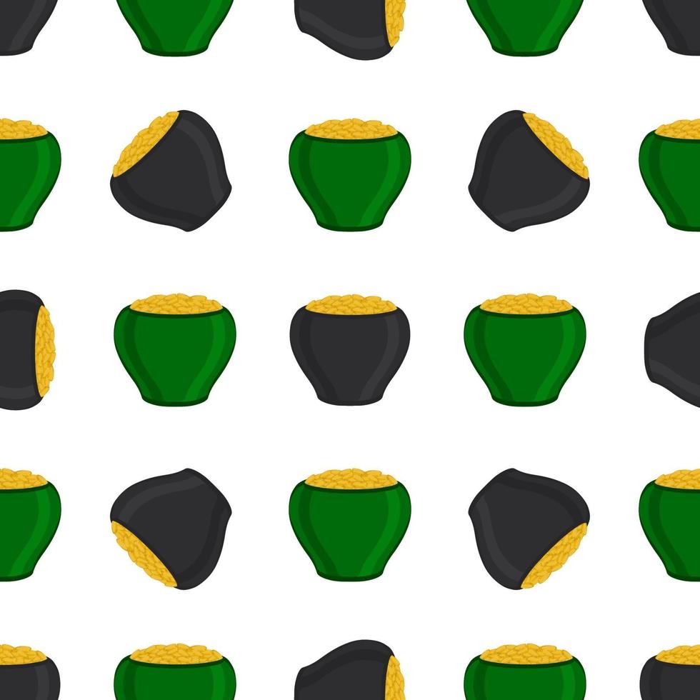 Irish holiday St Patrick day, seamless pot of coins vector