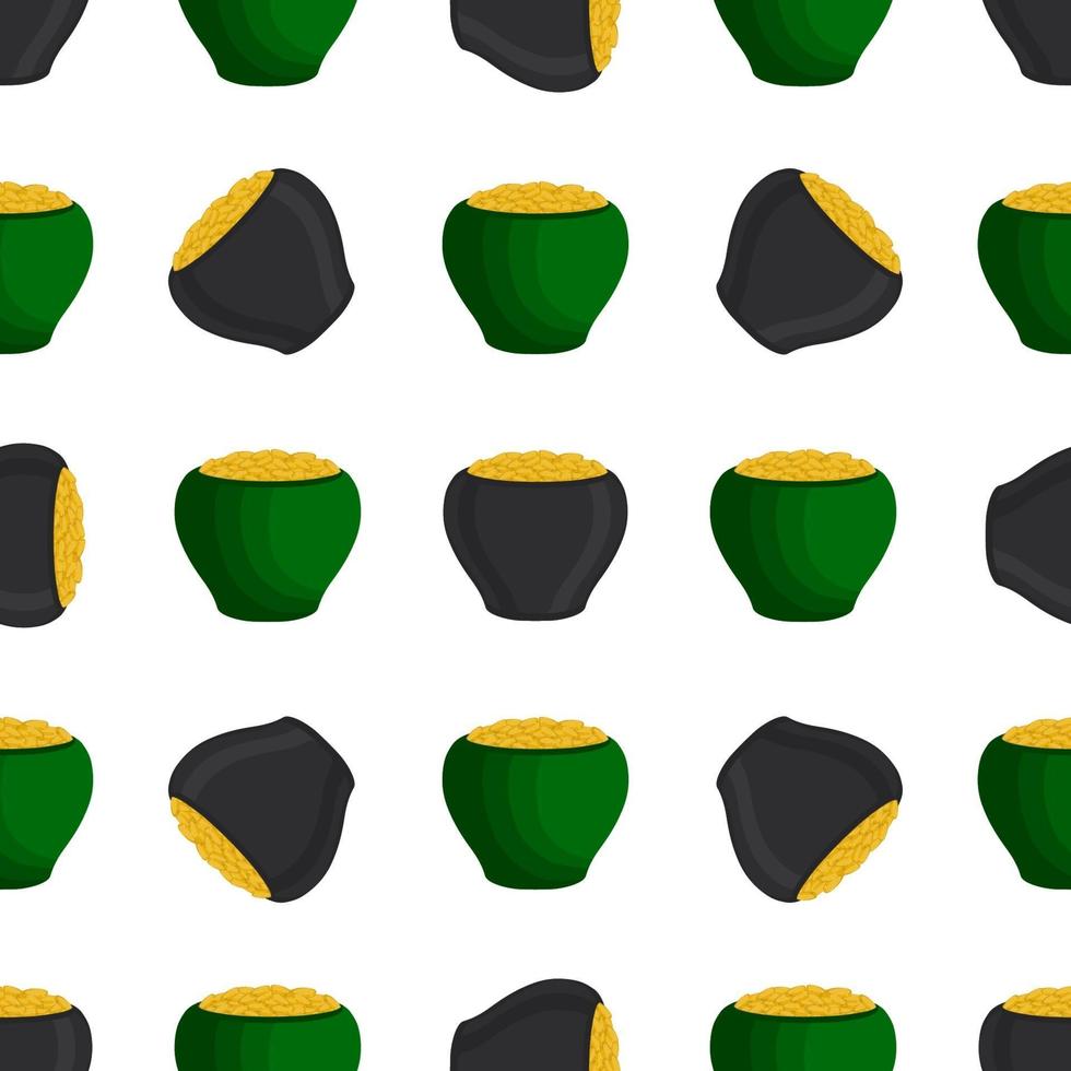 Irish holiday St Patrick day, seamless pot of coins vector