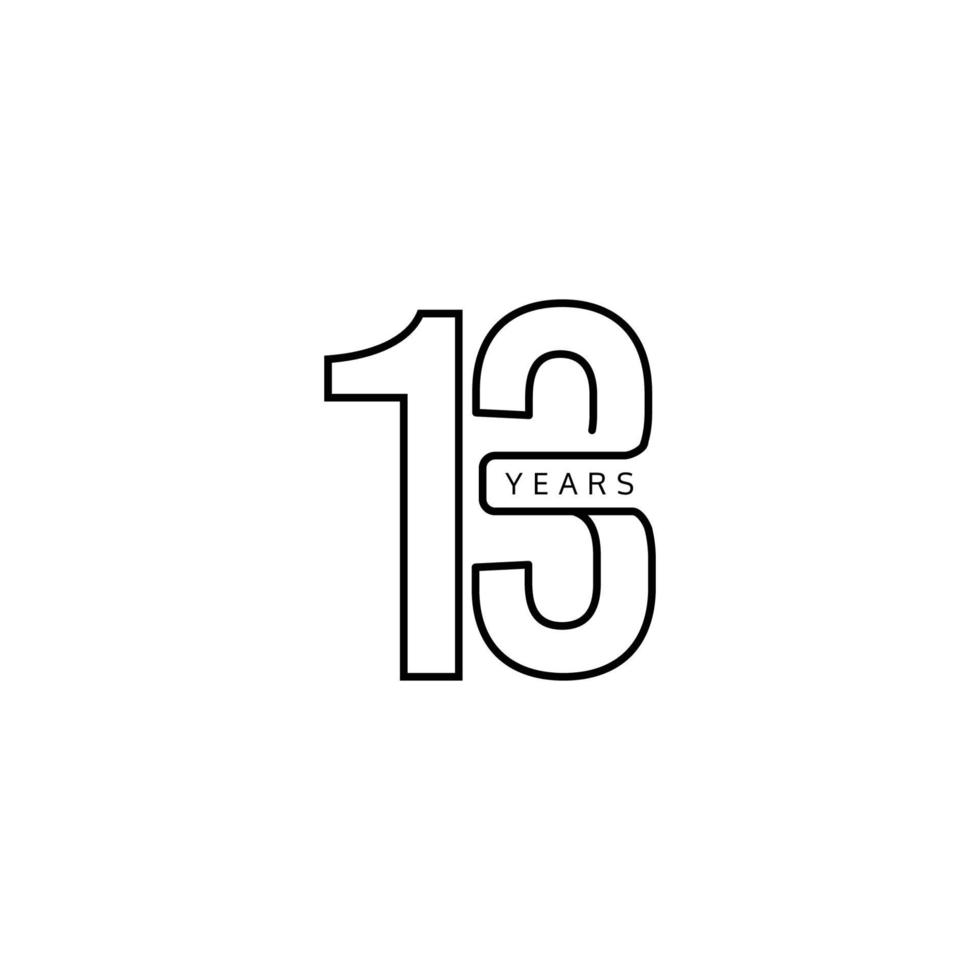 Ilustración de diseño de plantilla de vector de celebración de aniversario de 13 años