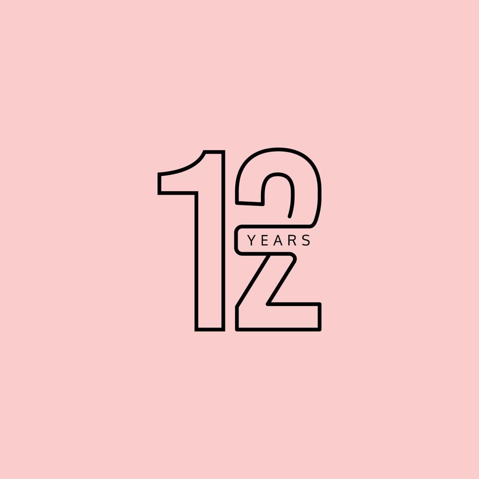 12 Years Anniversary Celebration Vector Template Design Illustration