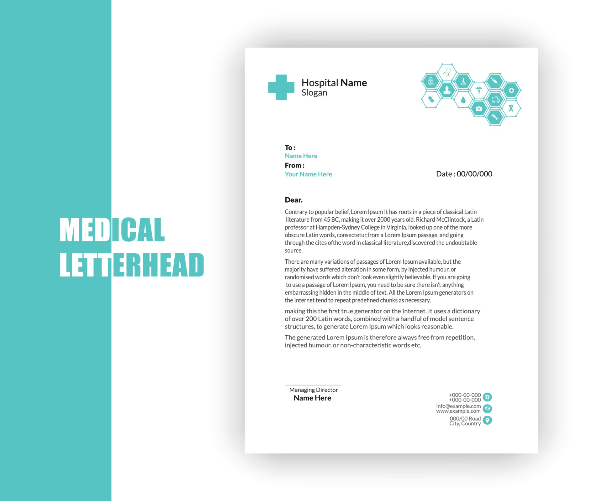 Medical letterhead template 20 Vector Art at Vecteezy Within Medical Letterhead Templates