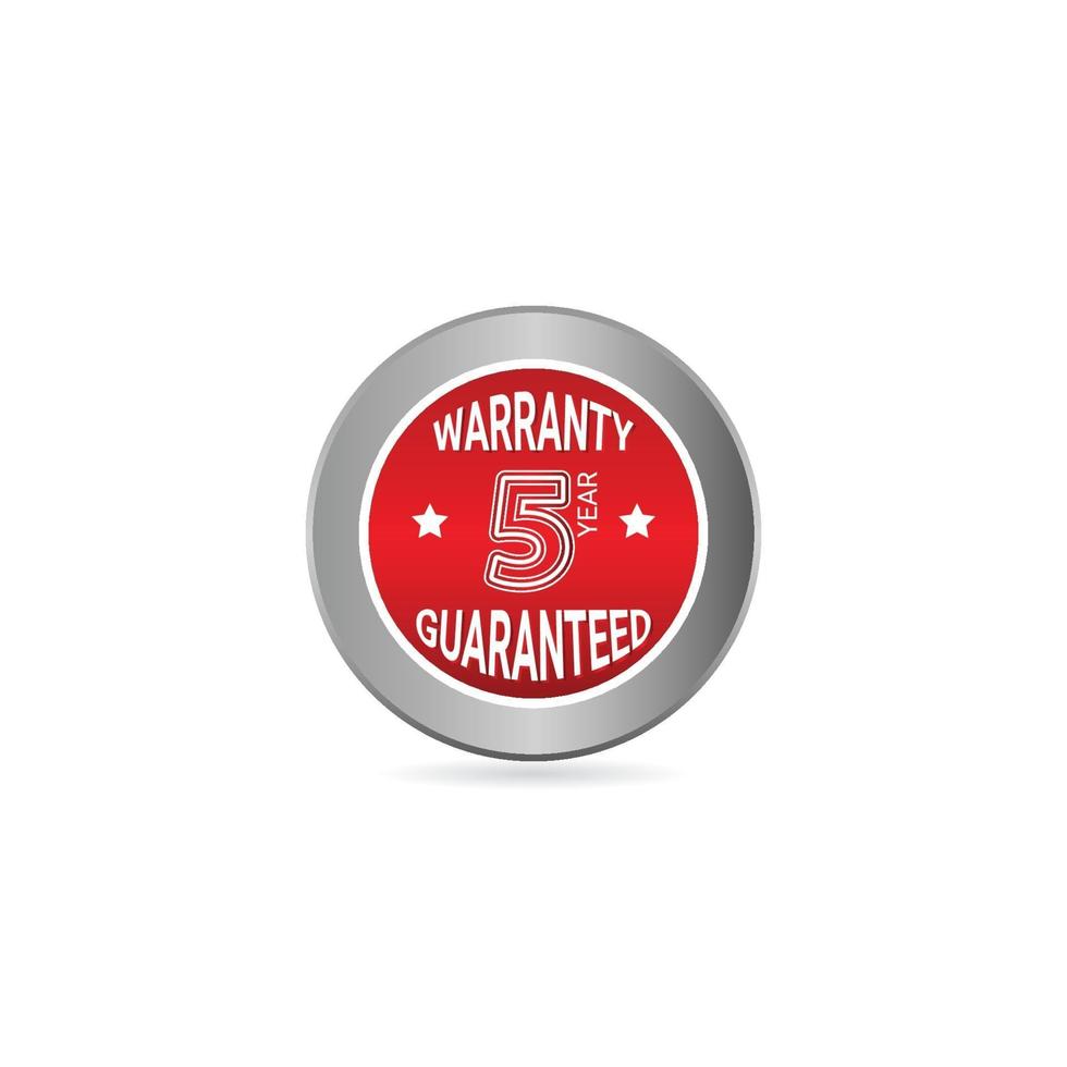 5 Year Warranty Label Vector Template Design Illustration