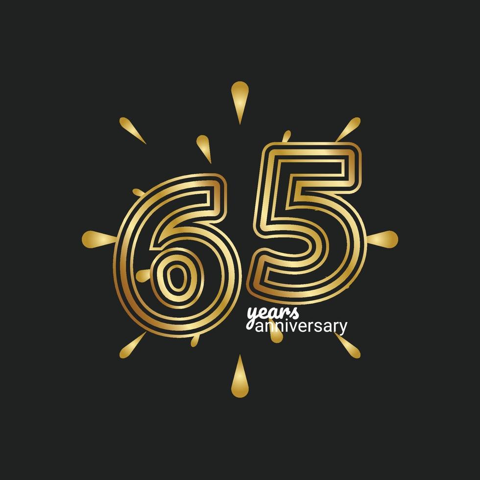 Ilustración de diseño de plantilla de vector de celebración de aniversario de 65 años