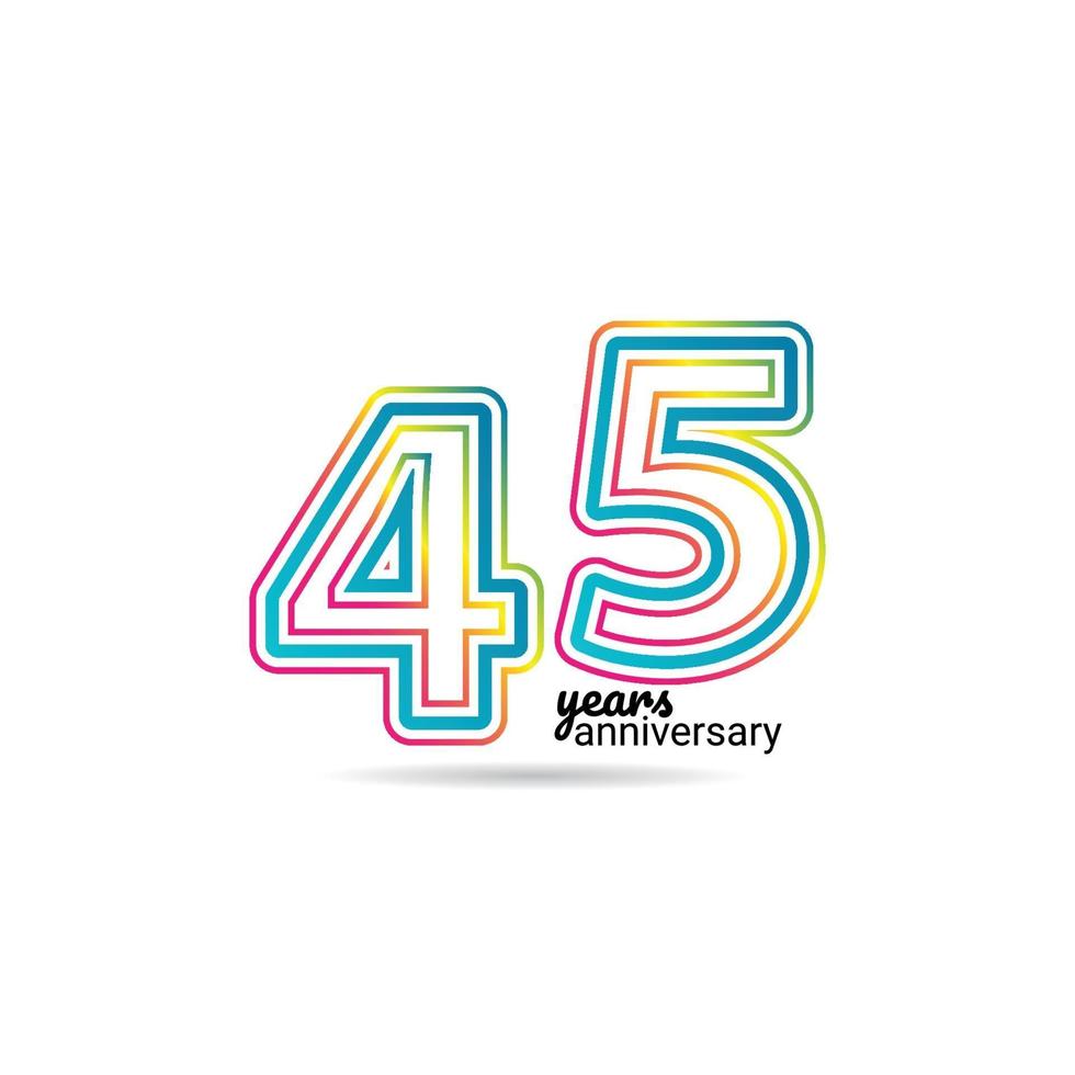 Ilustración de diseño de plantilla de vector de celebración de aniversario de 45 años