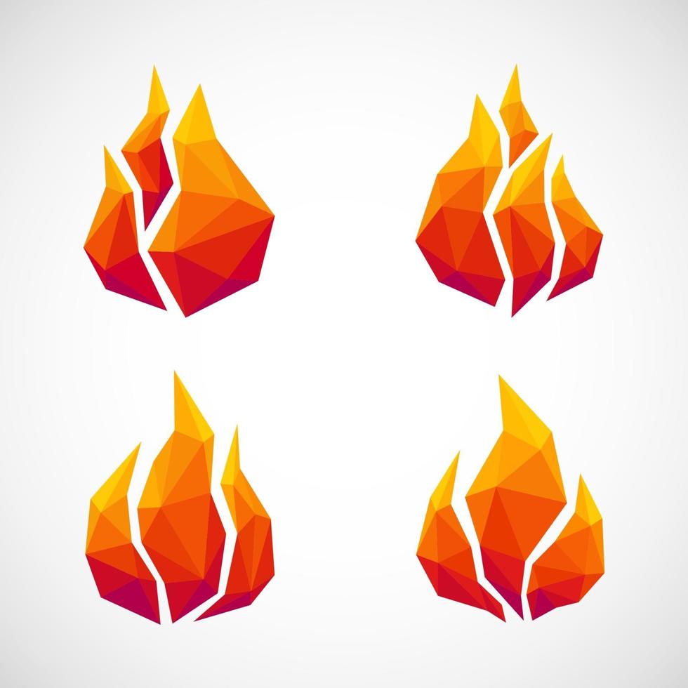 Low poly fire icons. vector illustration