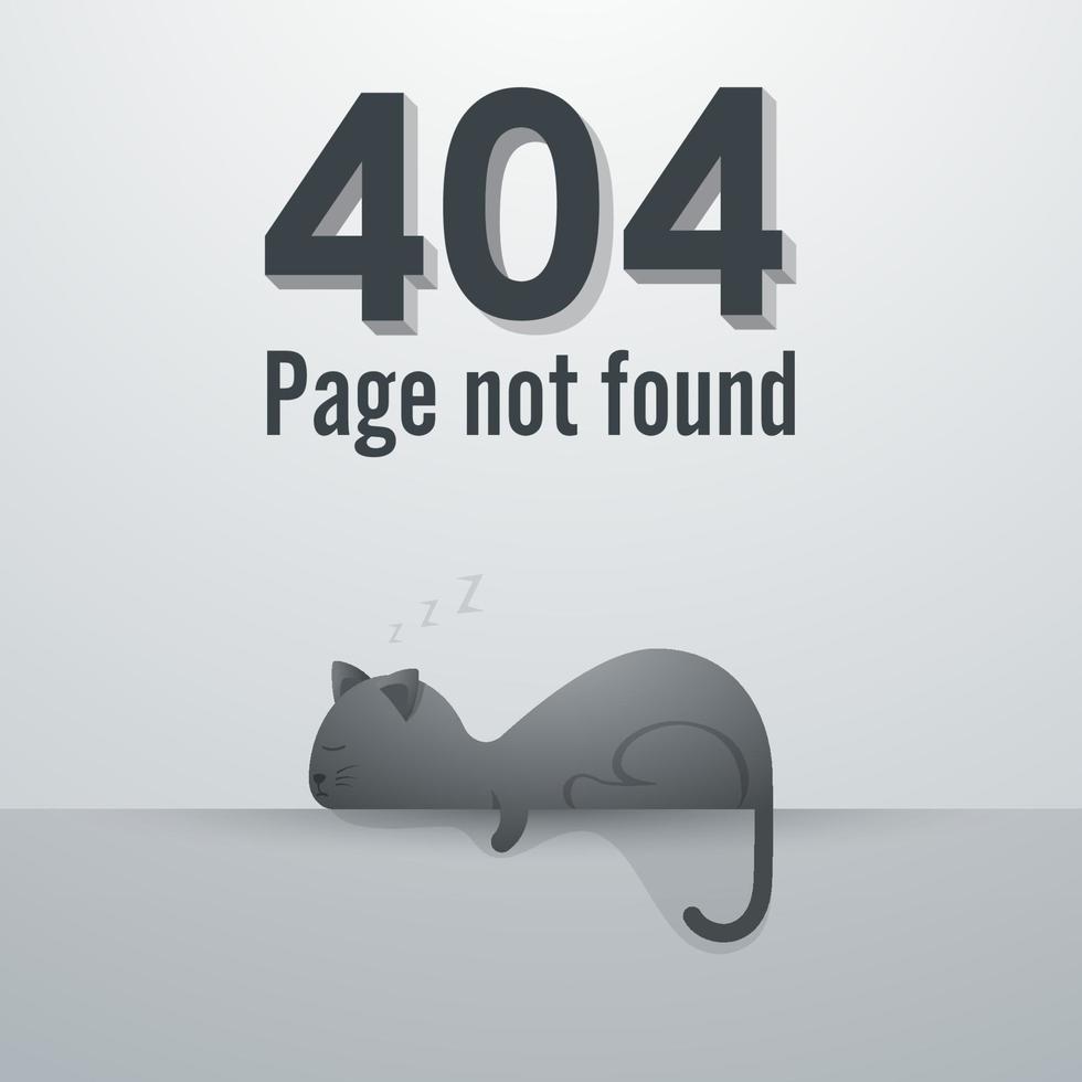 404 Page not found. concept of cat sleeping poses. vector illustration