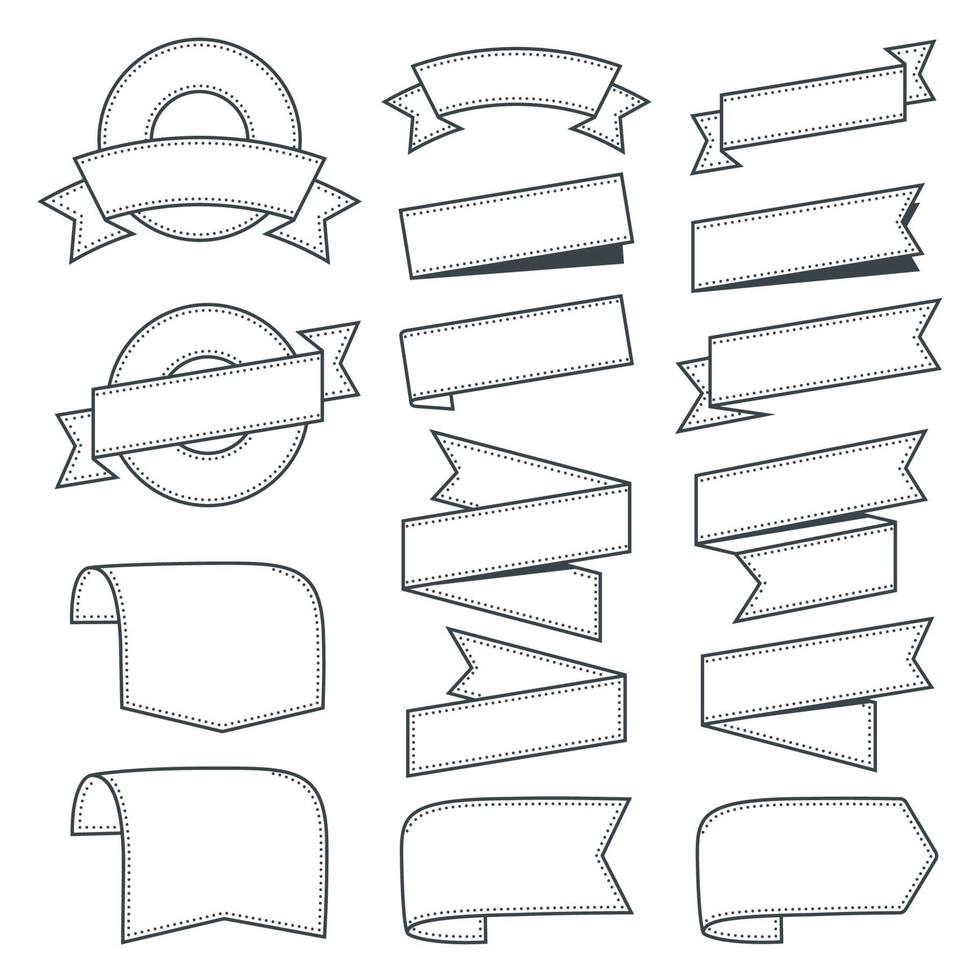 Ribbons and labels, Line design. Vector illustration