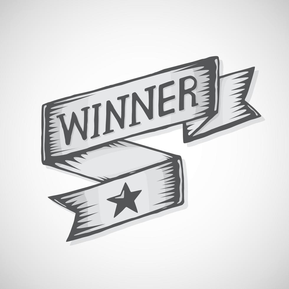 Winner ribbon hand drawn. vector illustration