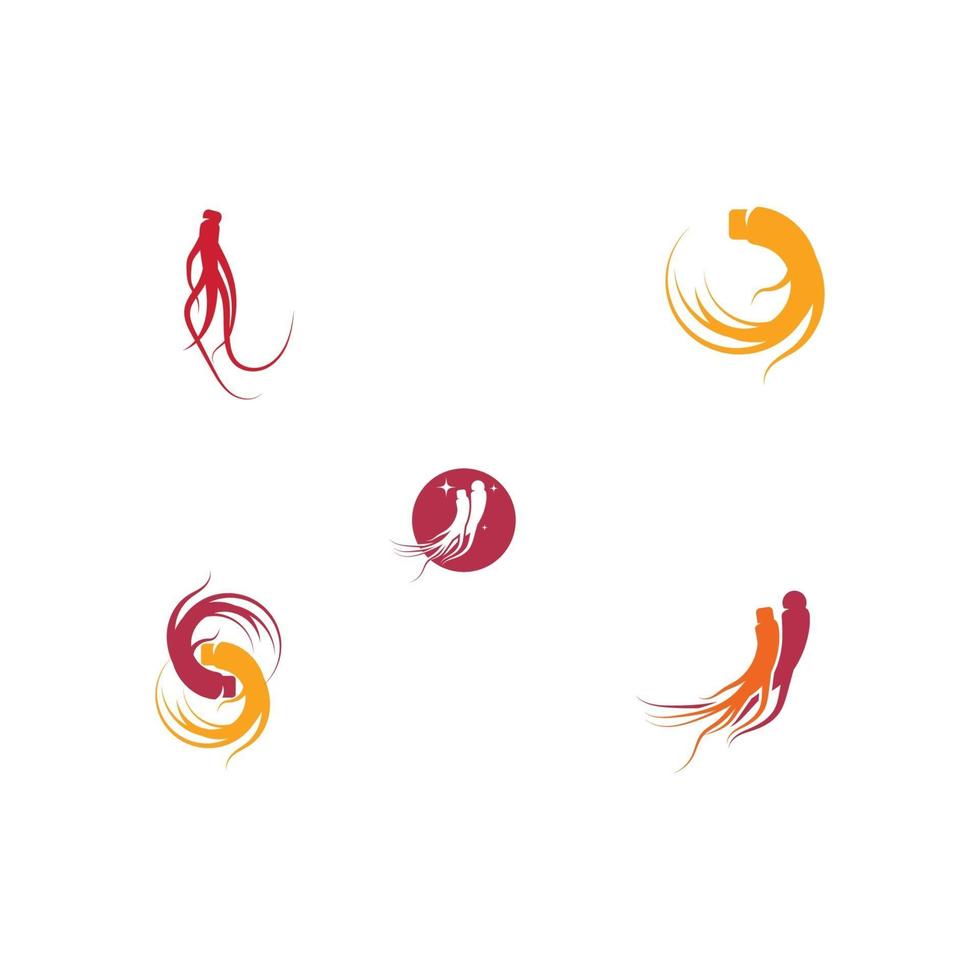 Set Ginseng Wave Logo Template vector symbol