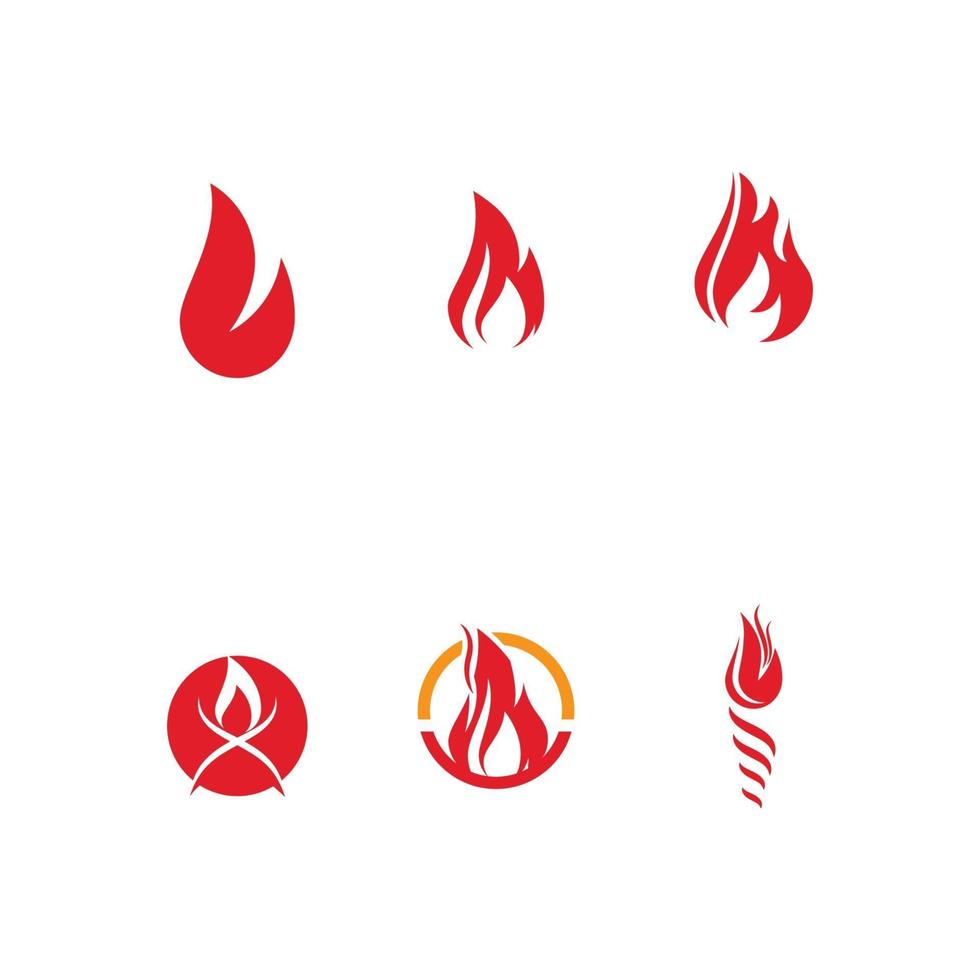 Establecer fuego llama logo plantilla vector símbolo