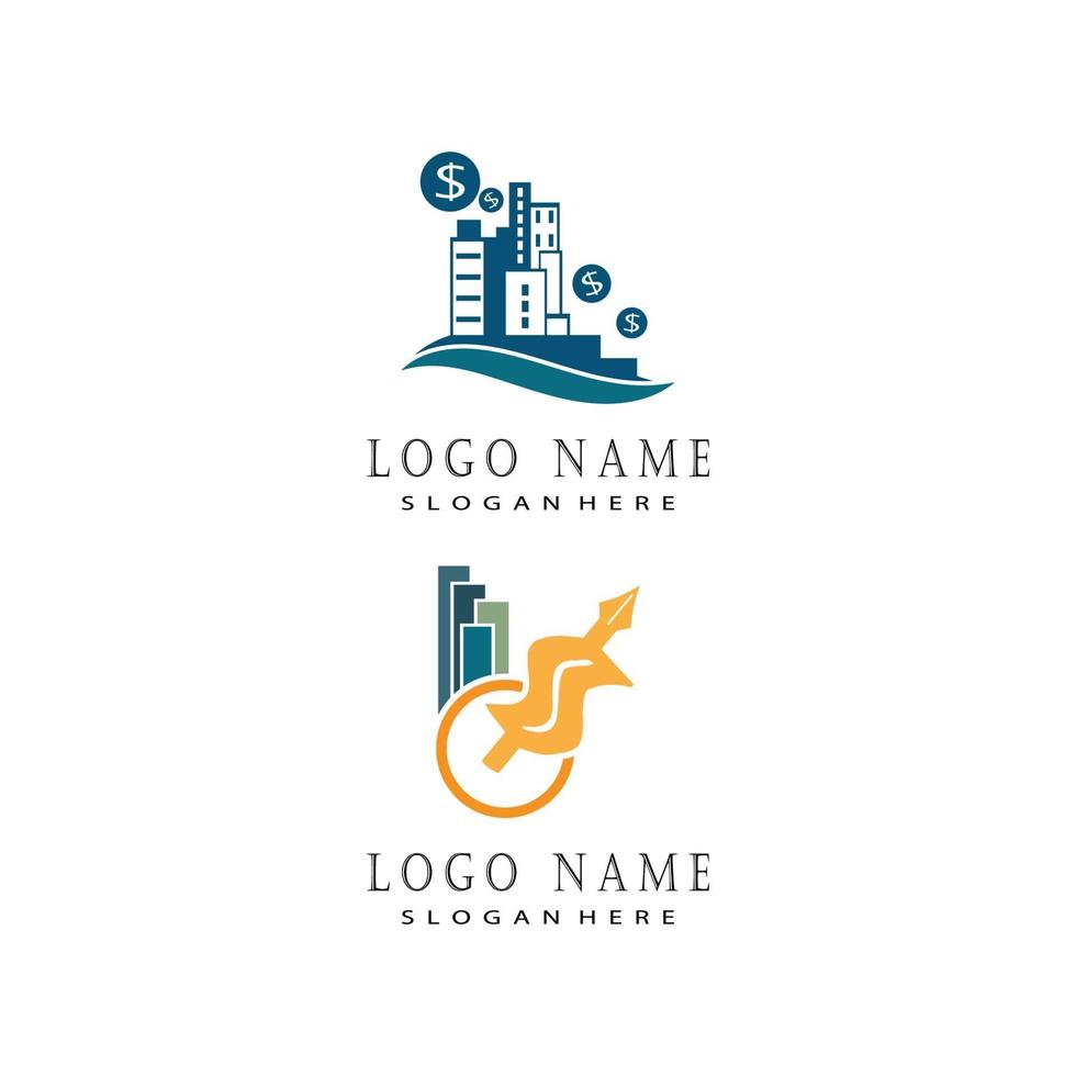 diseño de logotipos inmobiliarios, inmobiliarios y de construcción vector