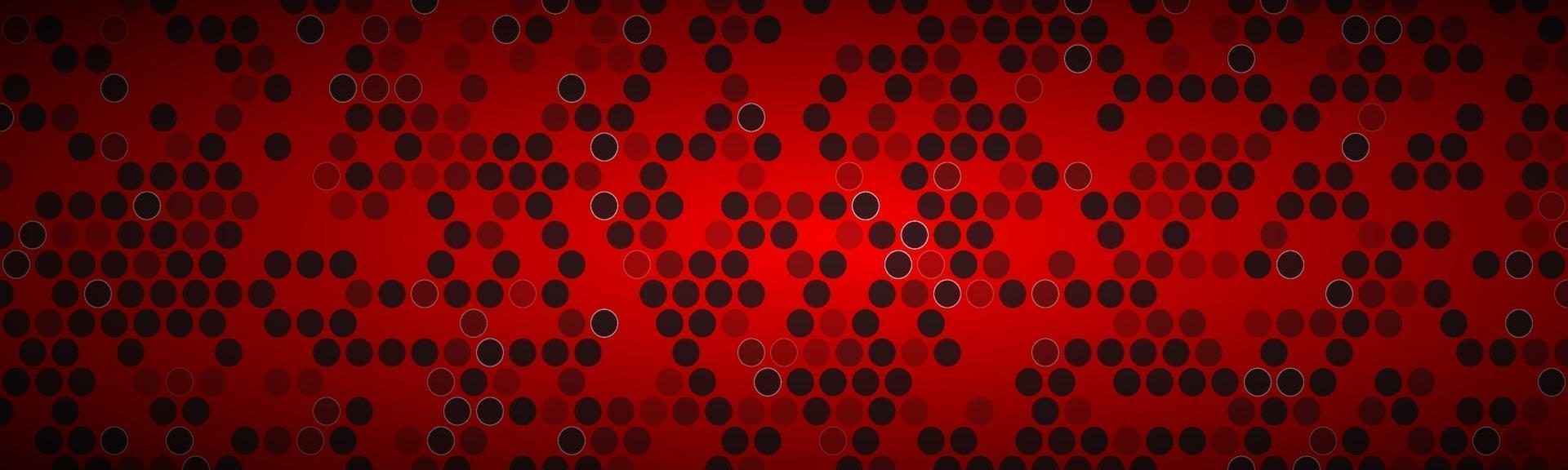 Bright red widescreen banner with circles vector