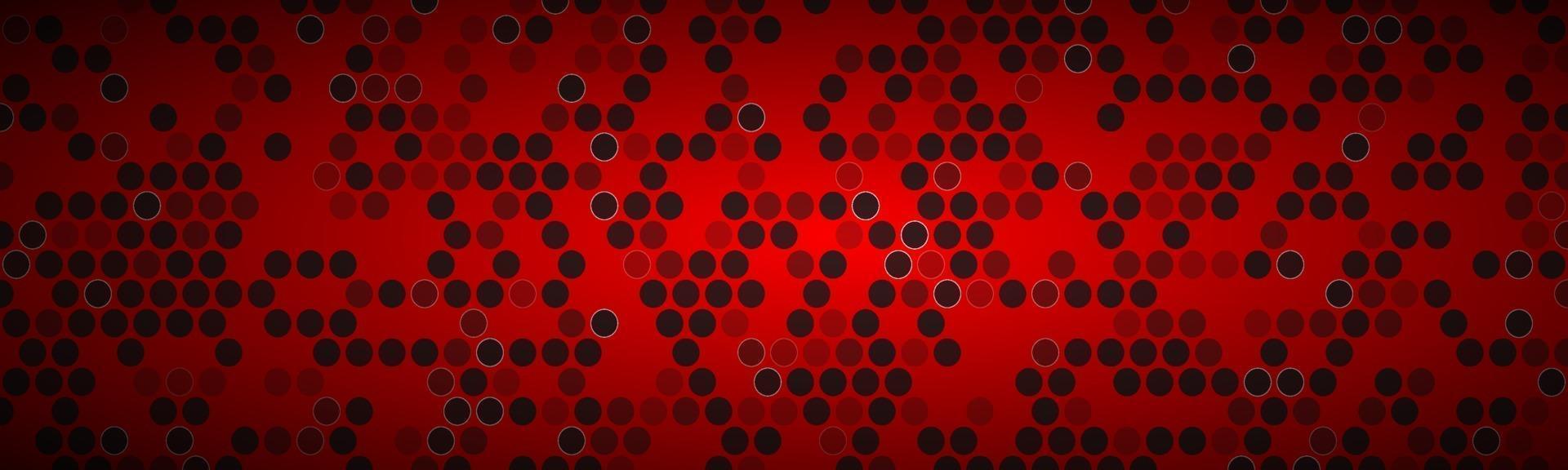 Bright red widescreen banner with circles vector