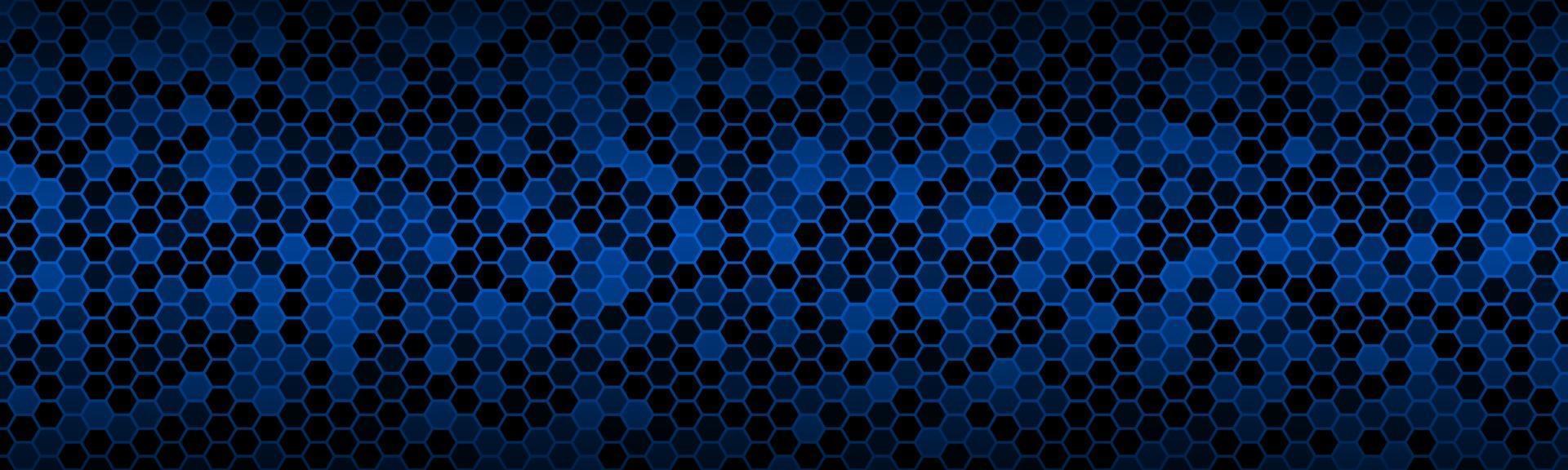 Blue widescreen banner with hexagons vector