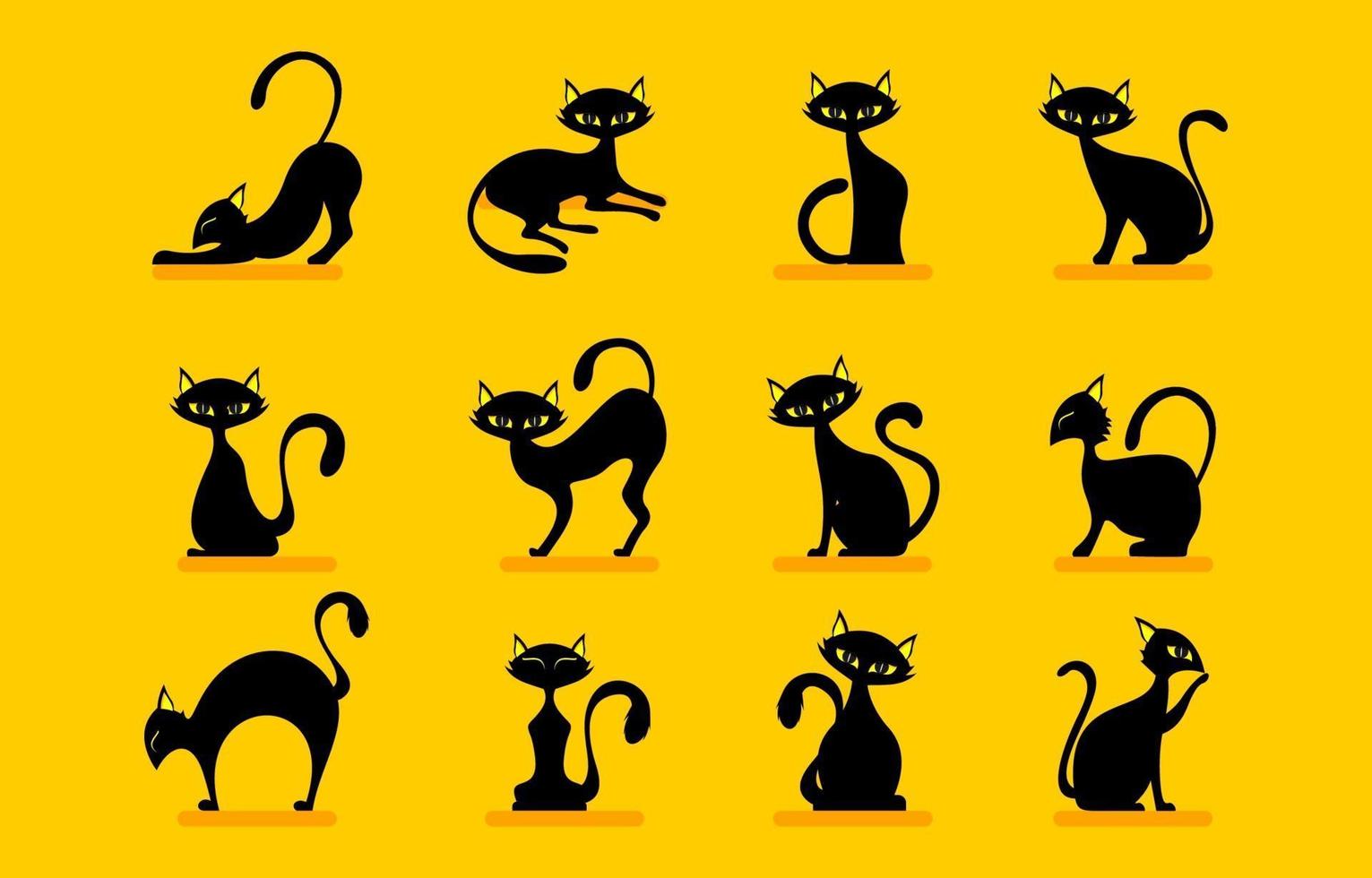 Black Cat Halloween Character Set vector