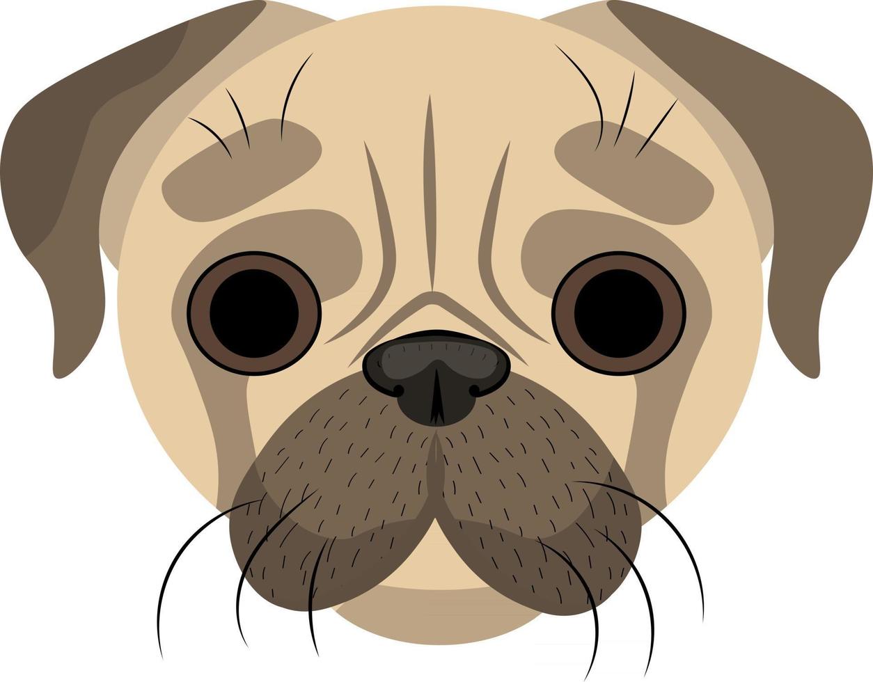 dibujo del hocico del pug. cara de perro, lindo pug. vector