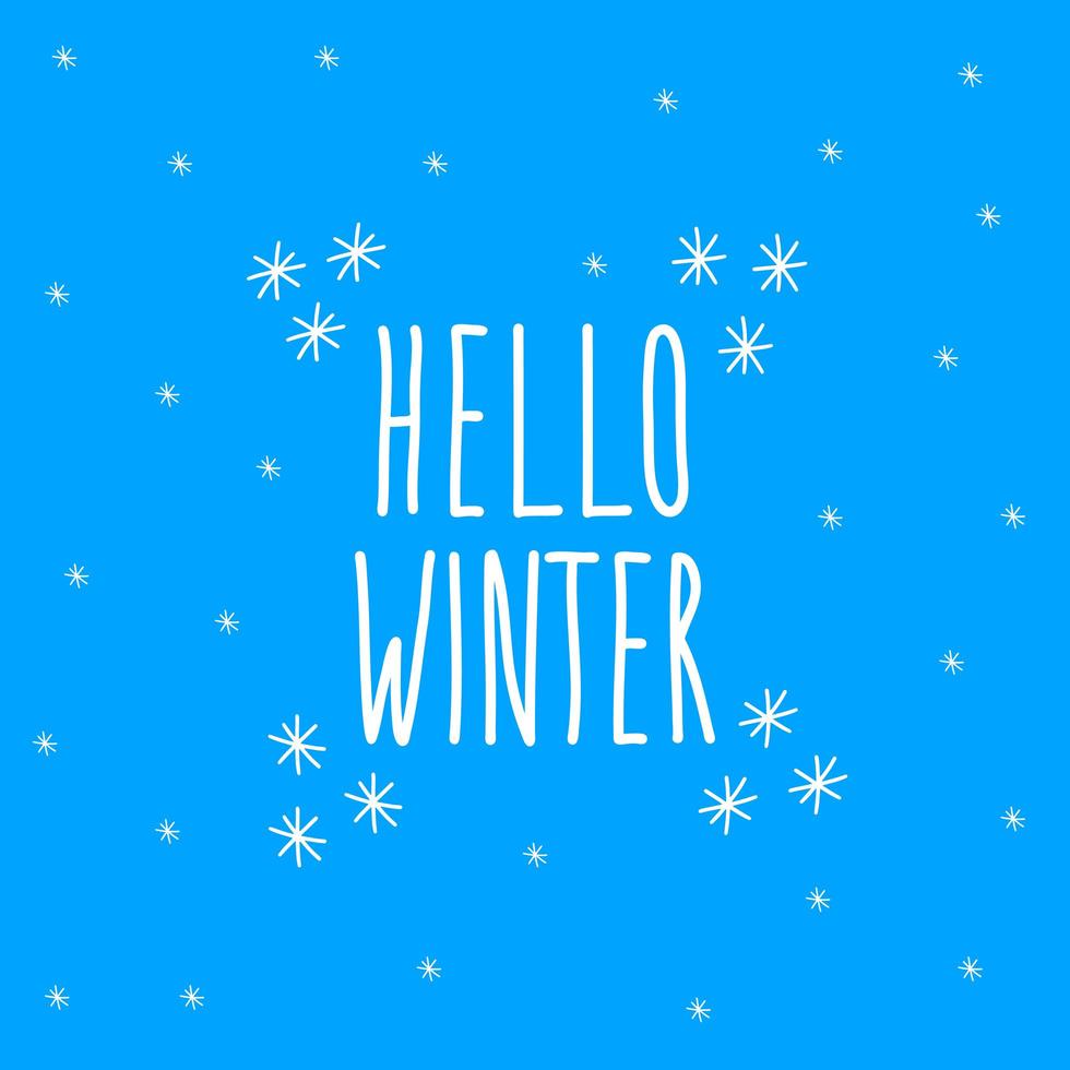 Hello winter. Lettering on a blue background vector