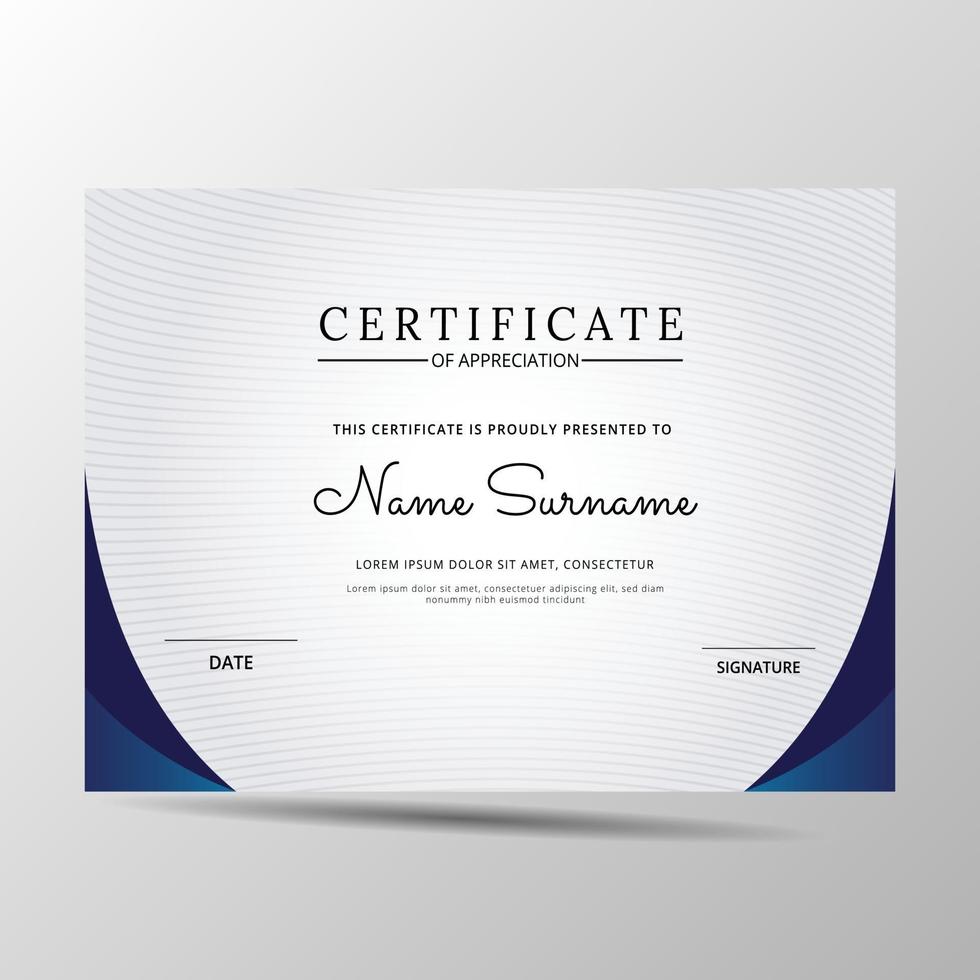 elegant blue and white diploma certificate template vector