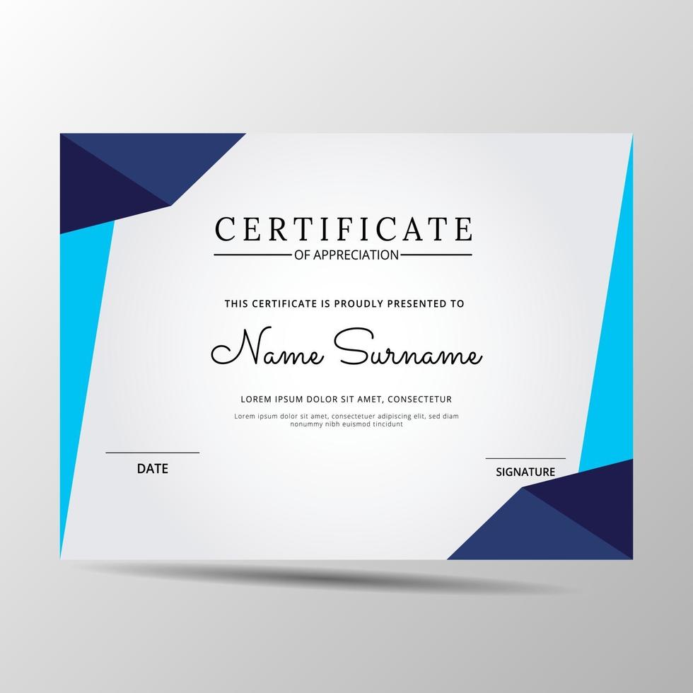 elegant blue and white diploma certificate template vector