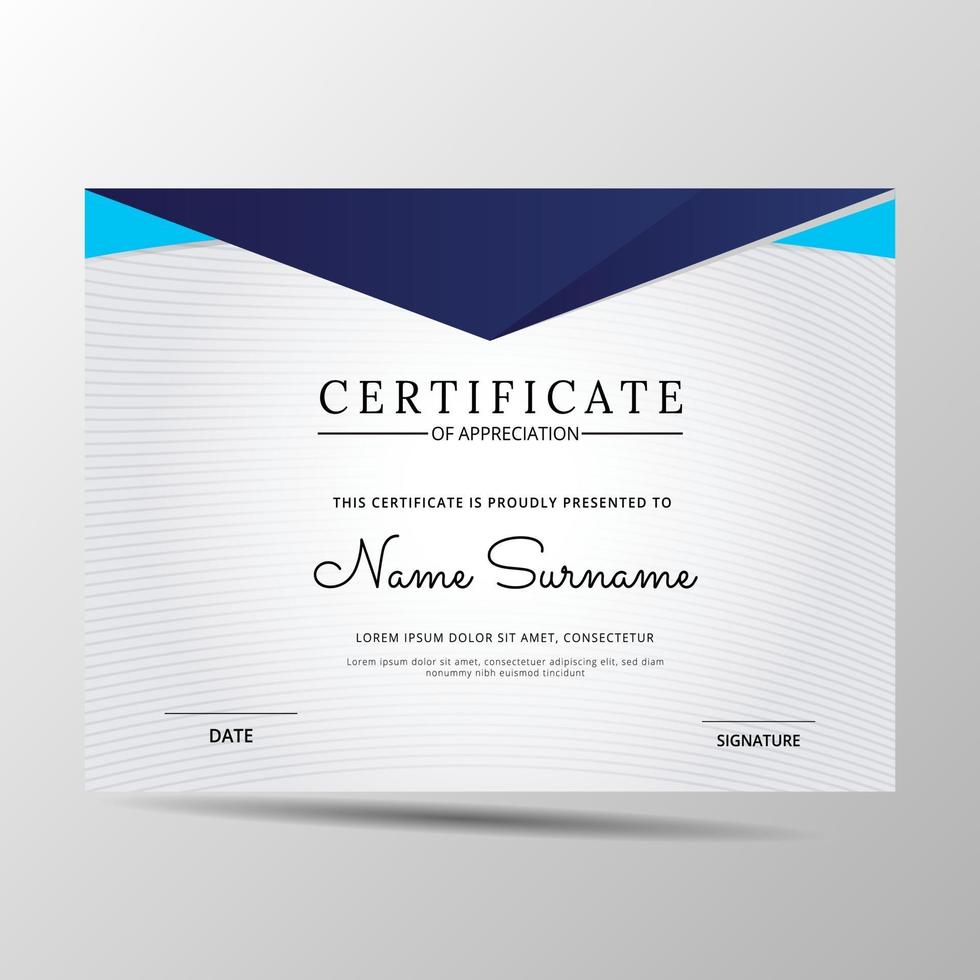 elegant blue and white diploma certificate template vector